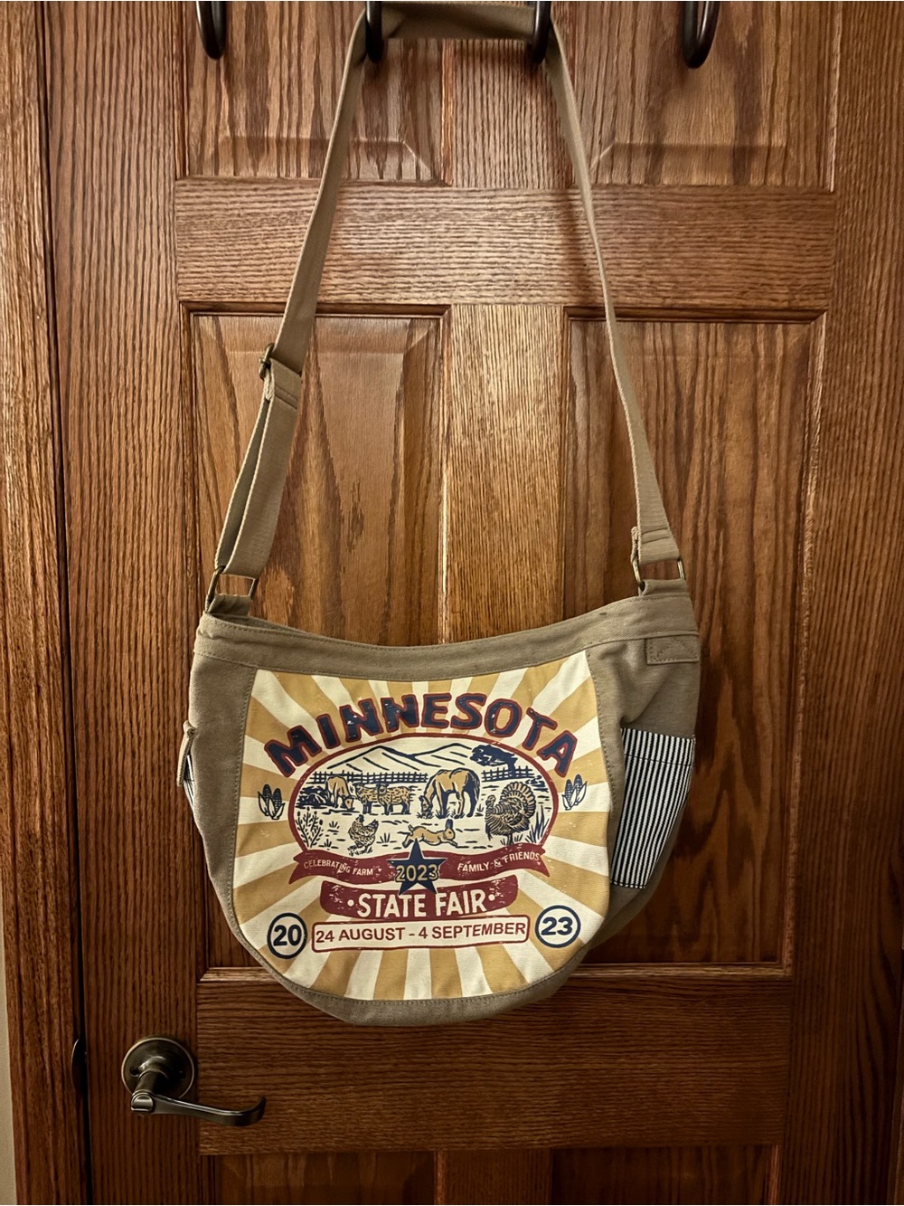 Minnesota State Fair 2023 Canvas Crossbody Bag - Tan & Cream